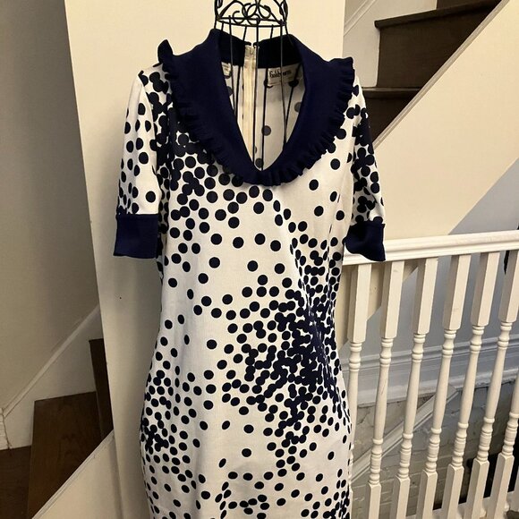 Vintage Goldworm Navy Dot Dress - Picture 1 of 5